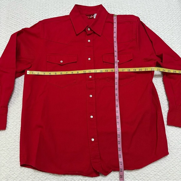 Vintage Marlboro Red Star Red Cotton Pearl Button Long Sleeve Shirt Size Medium - Picture 5 of 5